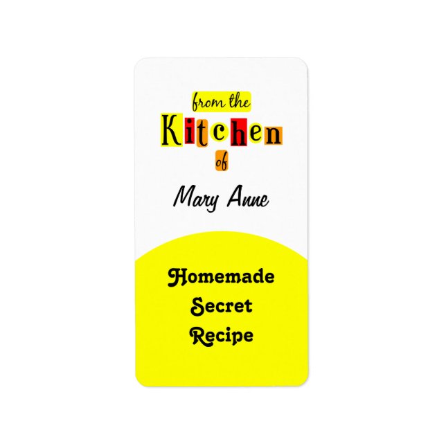 From the Kitchen of Retro Custom Canning Labels (Front)