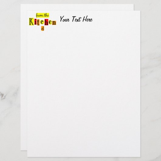 From the Kitchen of Retro Custom Letterhead (Front/Back)