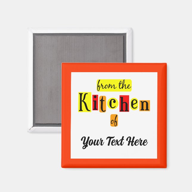 From the Kitchen of Retro Custom Orange Border Magnet (Front/Back)