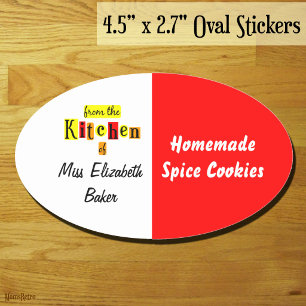 From the Kitchen of Retro Red Yellow Canning Oval Sticker