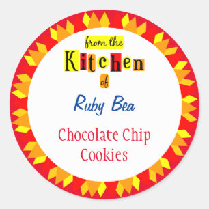 From the Kitchen of Retro Starburst Editable Classic Round Sticker