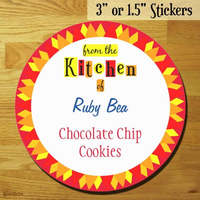 From the Kitchen of Retro Starburst Editable Classic Round Sticker (From the Kitchen of Retro Starburst Editable Classic Round Baking Sticker)