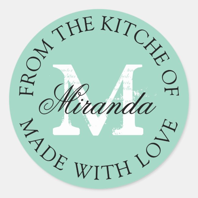 From the kitchen of round classy custom monogram classic round sticker (Front)