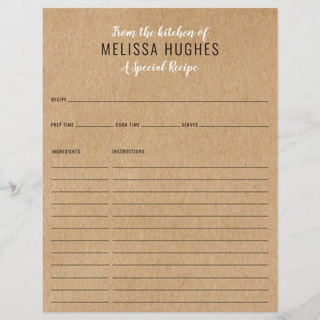 From The Kitchen Of Rustic Kraft Recipe Card (Front)