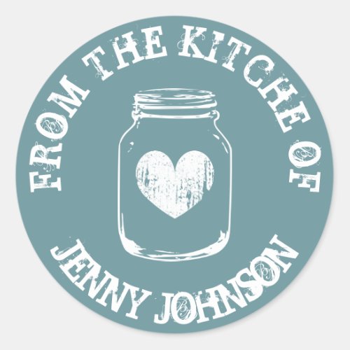 From the kitchen of teal vintage mason jar sticker