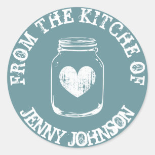 From the kitchen of teal vintage mason jar sticker