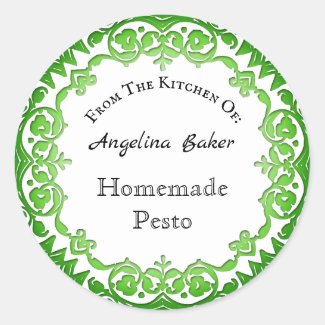 From The Kitchen Of Vintage Green Medallion Classic Round Sticker