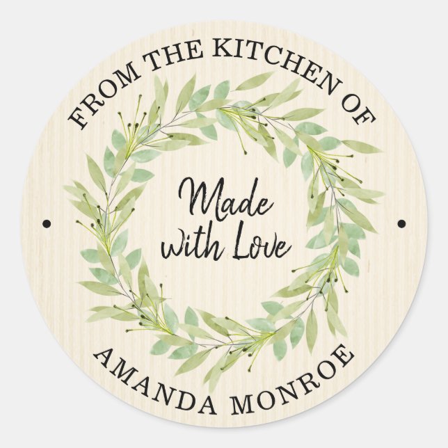 From the Kitchen of Wreath Classic Round Sticker (Front)