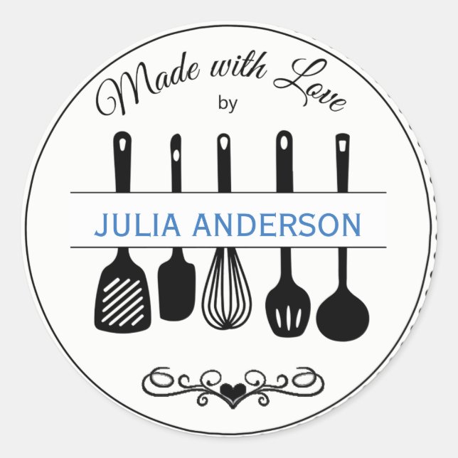 From the Kitchen Utensils Personalized Classic Round Sticker (Front)