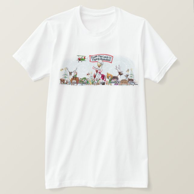 From The Land Of Flying Reindeer T-Shirt (Design Front)