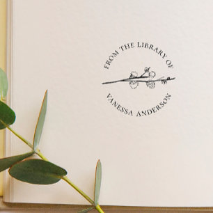 From the Library Custom Book Name Round Cotton Rubber Stamp