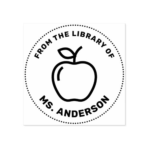 From The Library Of Apple Personalized Teacher  Rubber Stamp