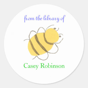 "From the library of" bee bookplate sticker