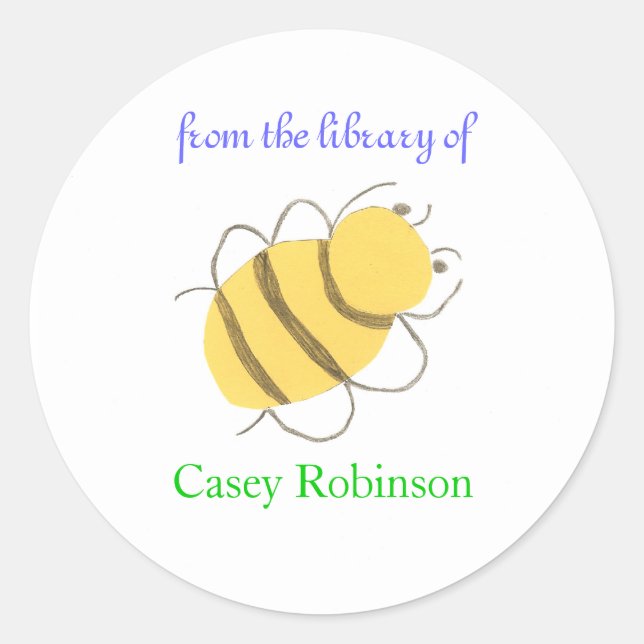 "From the library of" bee bookplate sticker (Front)