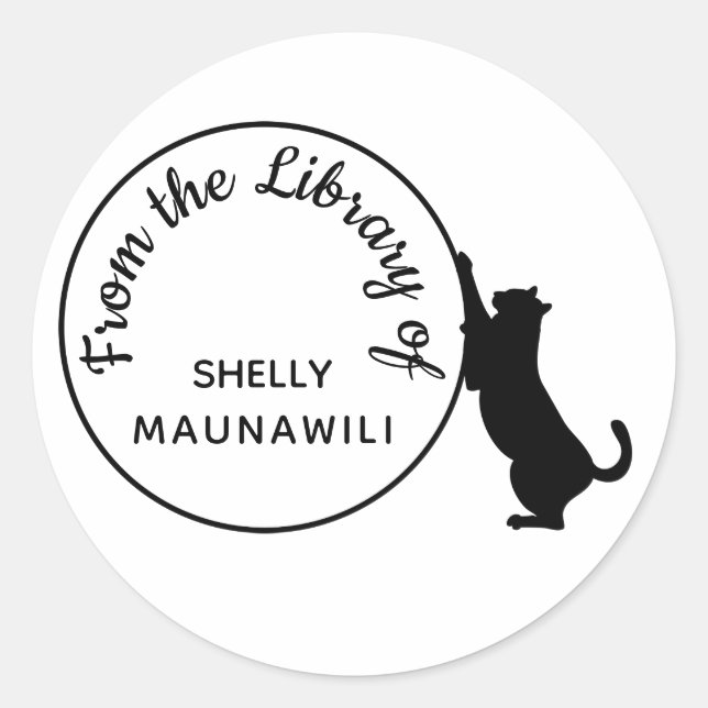 From the Library Of Bookplate Black Cat Scratching (Front)