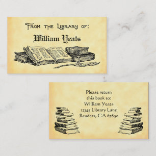 From the Library of Books and Quill Bookplate Business Card