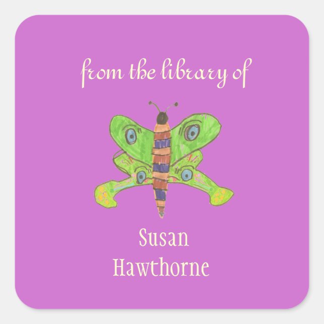 "From the library of" butterfly custom bookplates (Front)