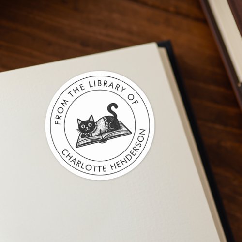 From The Library Of Cat Custom Bookplate Sticker