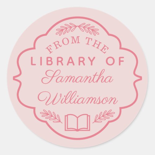 From The Library of Custom Name Personalized Book  Classic Round Sticker