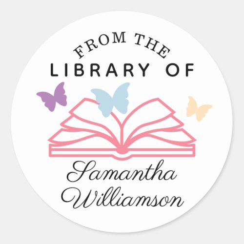 From The Library of Custom Name Personalized Book Classic Round Sticker