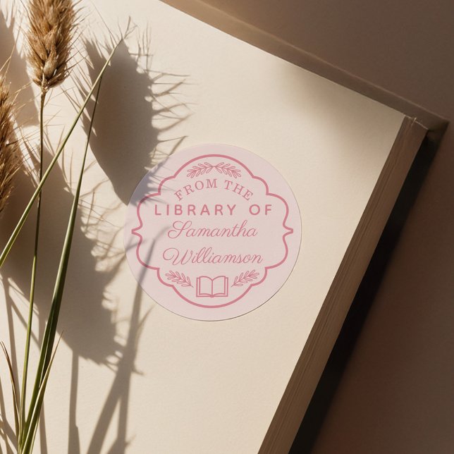 From The Library of Custom Name Personalized Book  Classic Round Sticker (From The Library of Custom Name Personalized Book Classic Round Sticker)