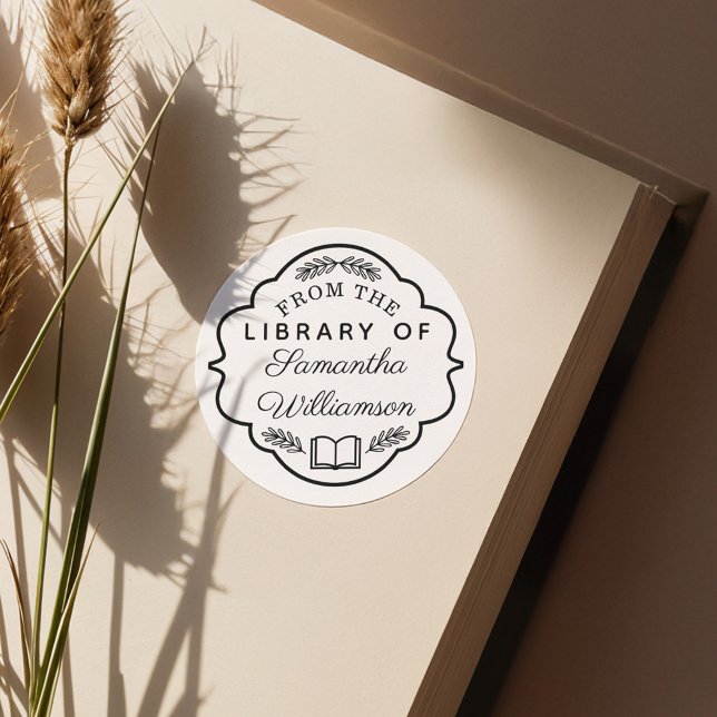 From The Library of Custom Name Personalized Book Classic Round Sticker (From The Library of Custom Name Personalized Book Classic Round Sticker)