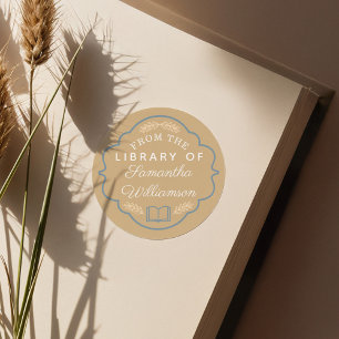 From The Library of Custom Name Personalized Book Classic Round Sticker