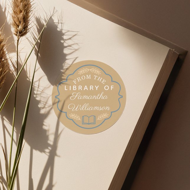 From The Library of Custom Name Personalized Book Classic Round Sticker (From The Library of Custom Name Personalized Book Classic Round Sticker)