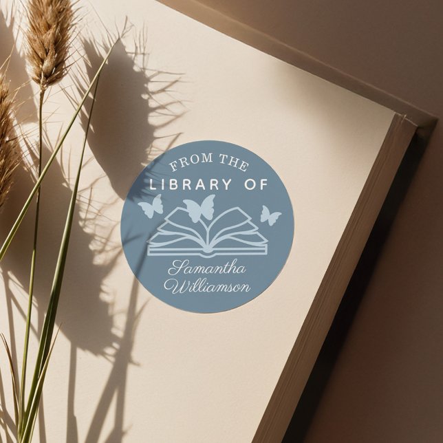 From The Library of Custom Name Personalized Book Classic Round Sticker (From The Library of Custom Name Personalized Book Classic Round Sticker)