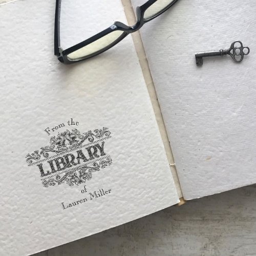 From the Library Of Custom Name Vintage Self_inking Stamp