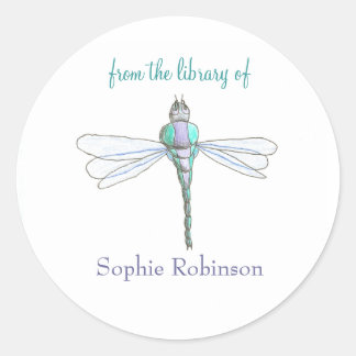 "From the library of" dragonfly bookplate sticker