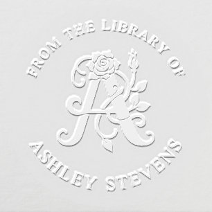 From The Library Of Floral Initial A Embosser