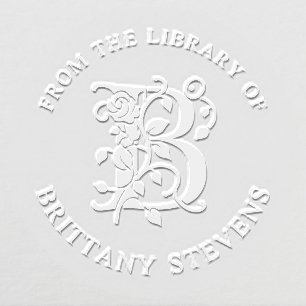 From The Library Of Floral Initial B Embosser