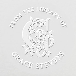 From The Library Of Floral Initial G Embosser