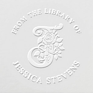 From The Library Of Floral Initial J Embosser