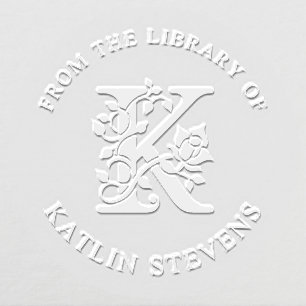 From The Library Of Floral Initial K Embosser