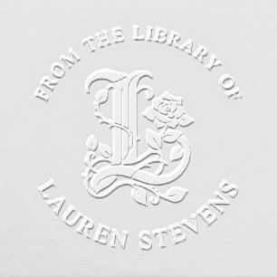 From The Library Of Floral Initial L Embosser