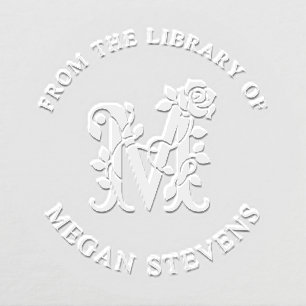 From The Library Of Floral Initial M Embosser