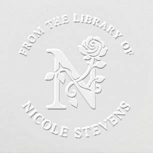 From The Library Of Floral Initial N Embosser