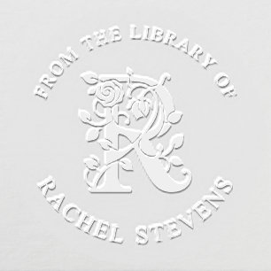 From The Library Of Floral Initial R Embosser