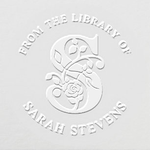 From The Library Of Floral Initial S Embosser