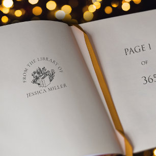 From the library of floral self-inking stamp