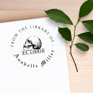 From the Library Of Gothic Skull Vintage Script Self-inking Stamp
