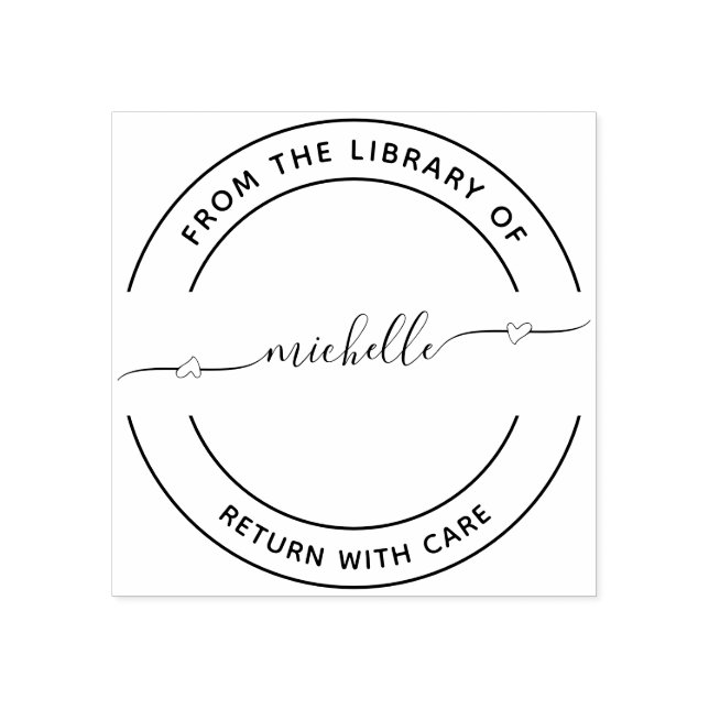 From The Library Of Heart Script Rubber Stamp (Imprint)