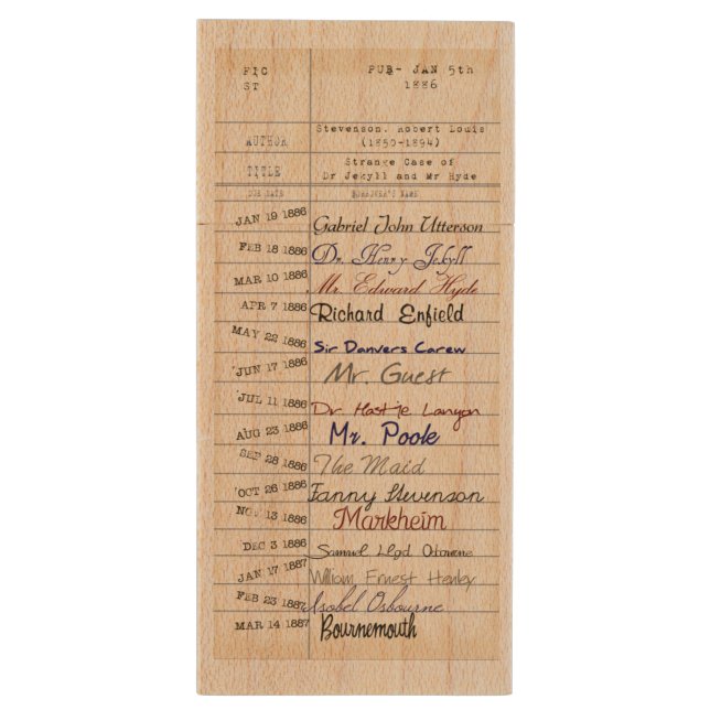 From the Library of Jekyll and Hyde Wood Flash Drive (Back (Vertical))