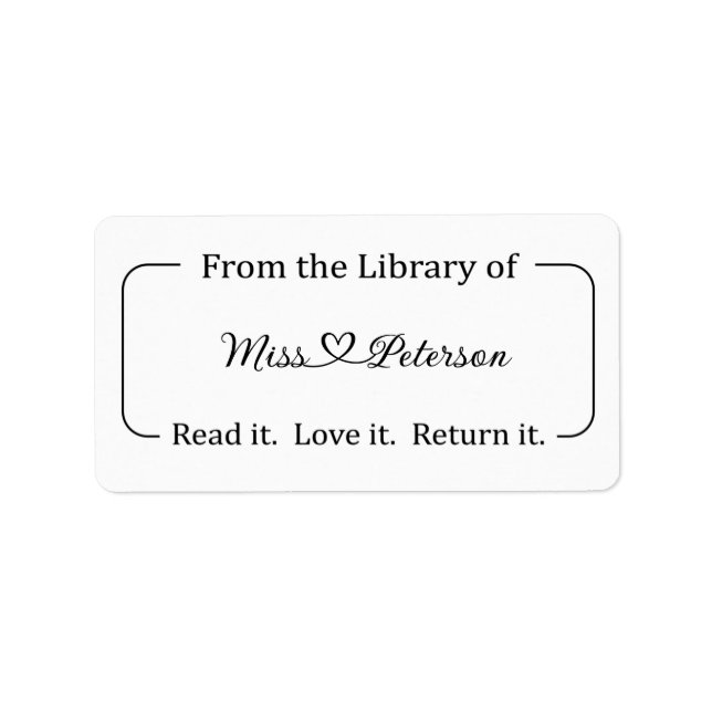 From the Library of Label, School Stickers (Front)