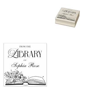From The Library Of Modern Personalized Book Rubber Stamp