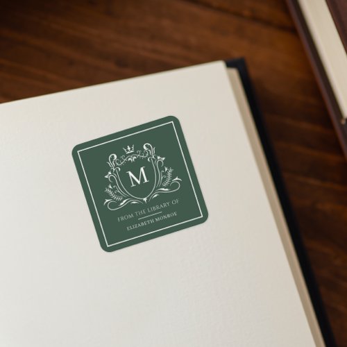 From The Library Of Monogram Bookplate Sticker