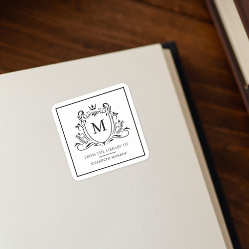 From The Library Of Monogram Bookplate Sticker