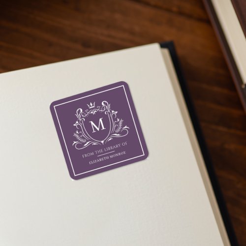 From The Library Of Monogram Bookplate Sticker